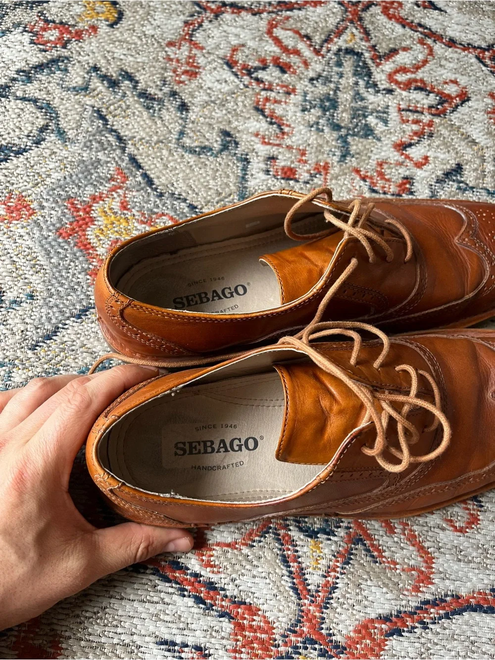 Men's Classic Leather Wingtip Oxfords in Brown 10.5